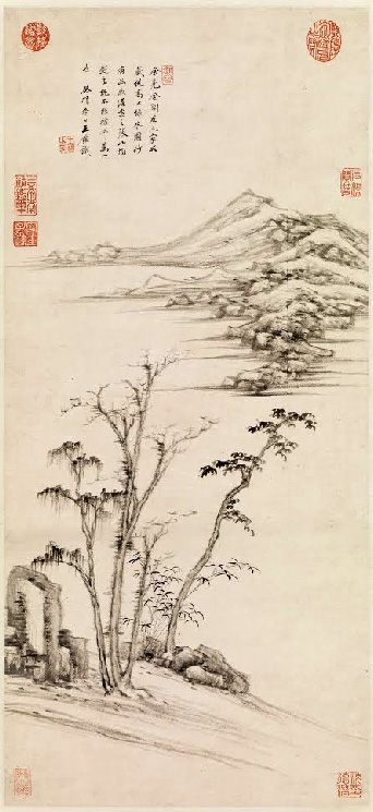 landscape in the style of ni zan
